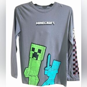Gray Minecraft "Posterize" boys Long-sleeve graphic crewneck. Size XL, (14/16)